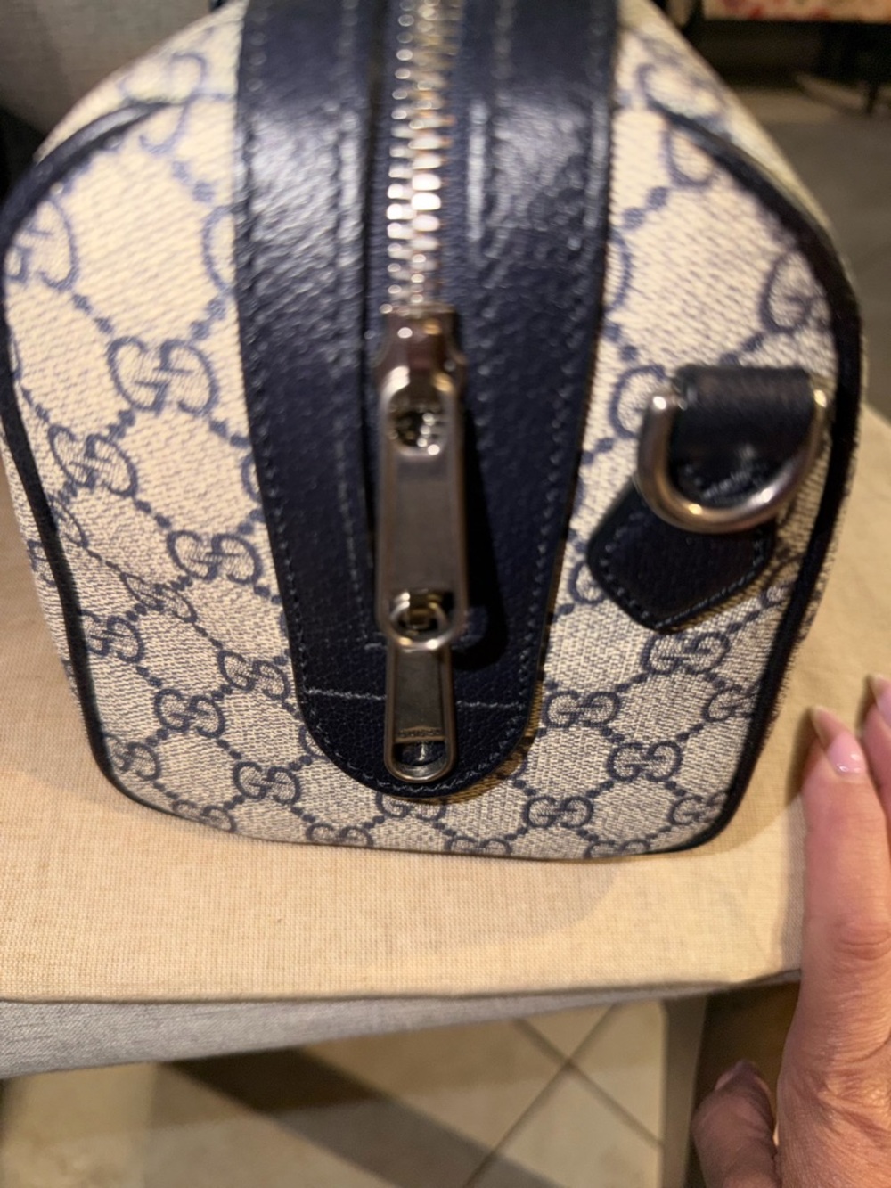 Gucci Ophidia Navy and Red GG Supreme Boston bag NEW - Picture 7 of 15